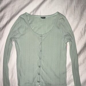 a.n.a Mint Green Ribbed Top